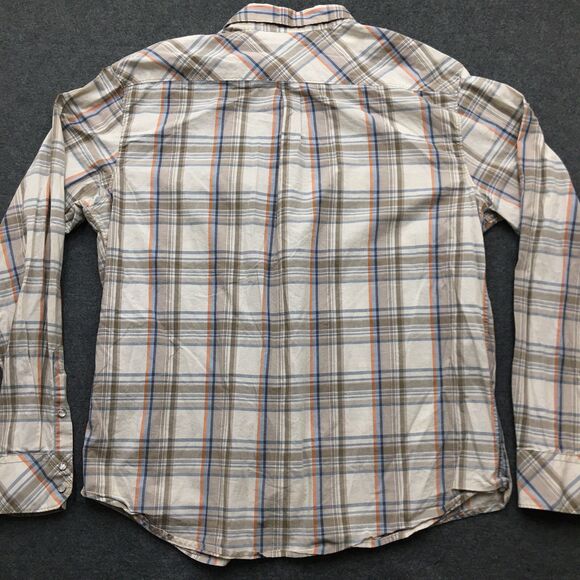 GUESS Western Shirt Men 2XL Beige Plaid Pearl Snap Coastal Cowboy Rodeo Country - Picture 6 of 14